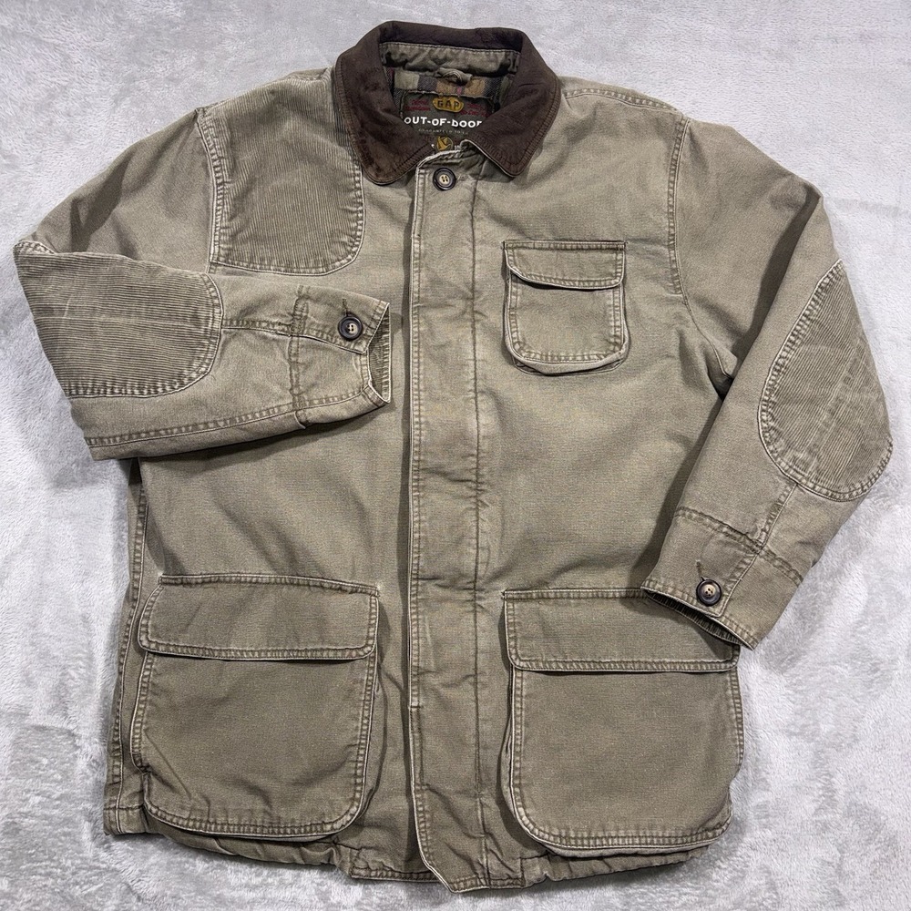 Vintage 90s GAP Chore Jacket Mens S Tan Canvas Ranch Workwear Utility Old Gap